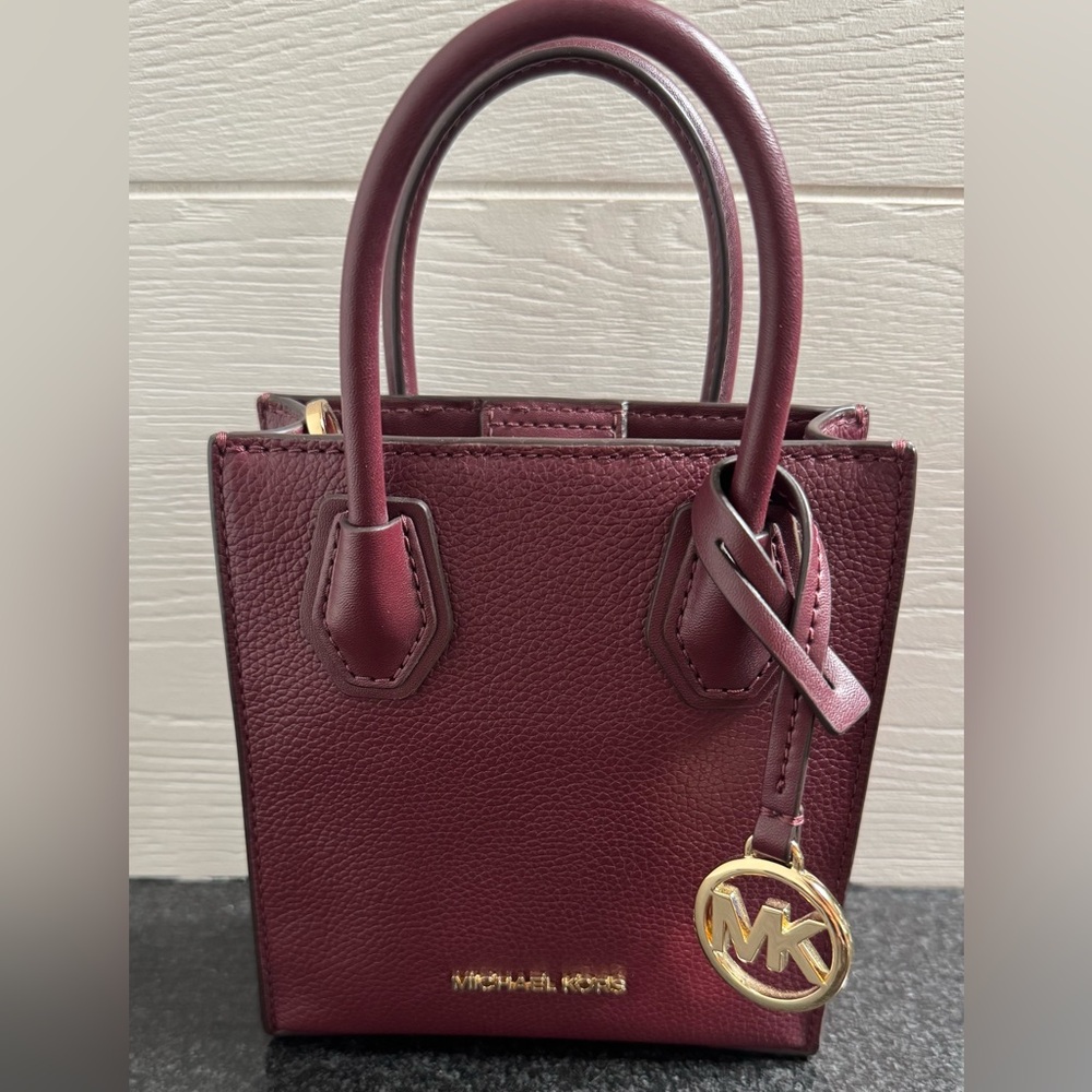 Michael Kors Mini Tote Bag Burgundy Gold Hardware